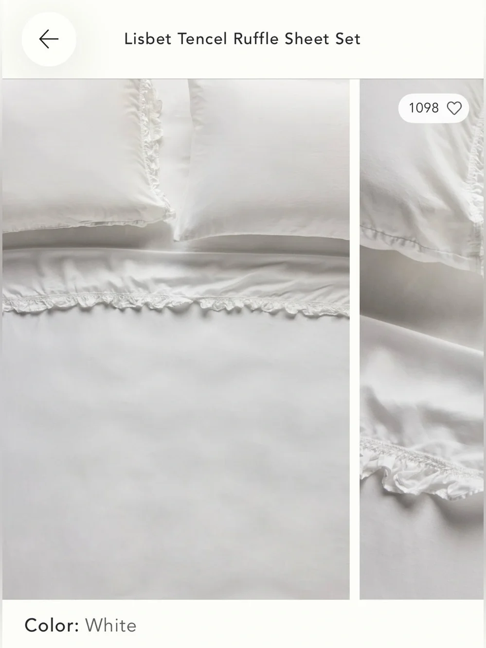 NWT / NIP Anthropologie Lisbet Tencel Ruffle Sheet Set, Queen, Ivory